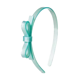 Bow Headband - Mint Satin