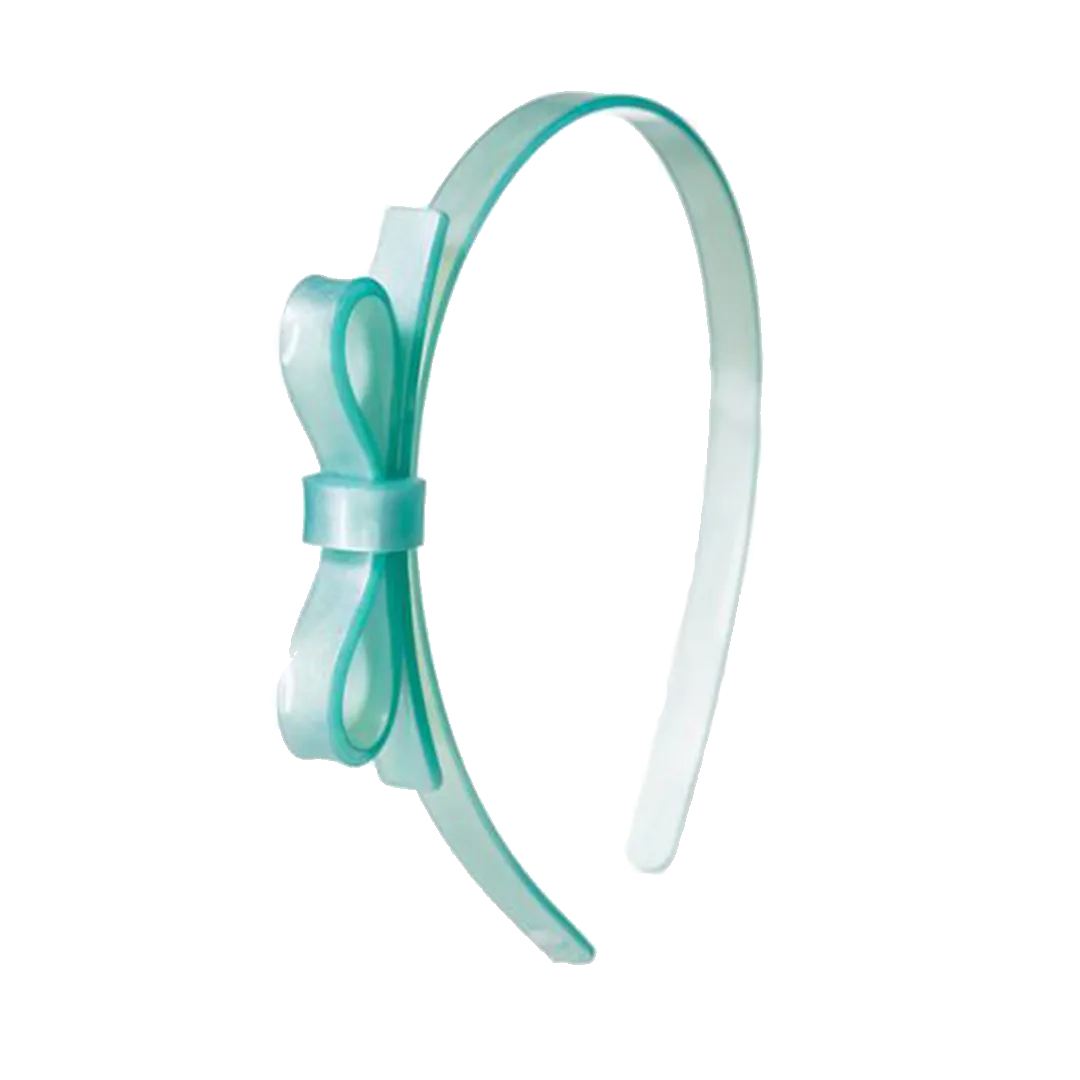 Bow Headband - Mint Satin