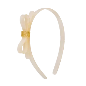 Bow Headband - Pearlized Beige