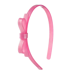 Bow Headband - Pink Satin