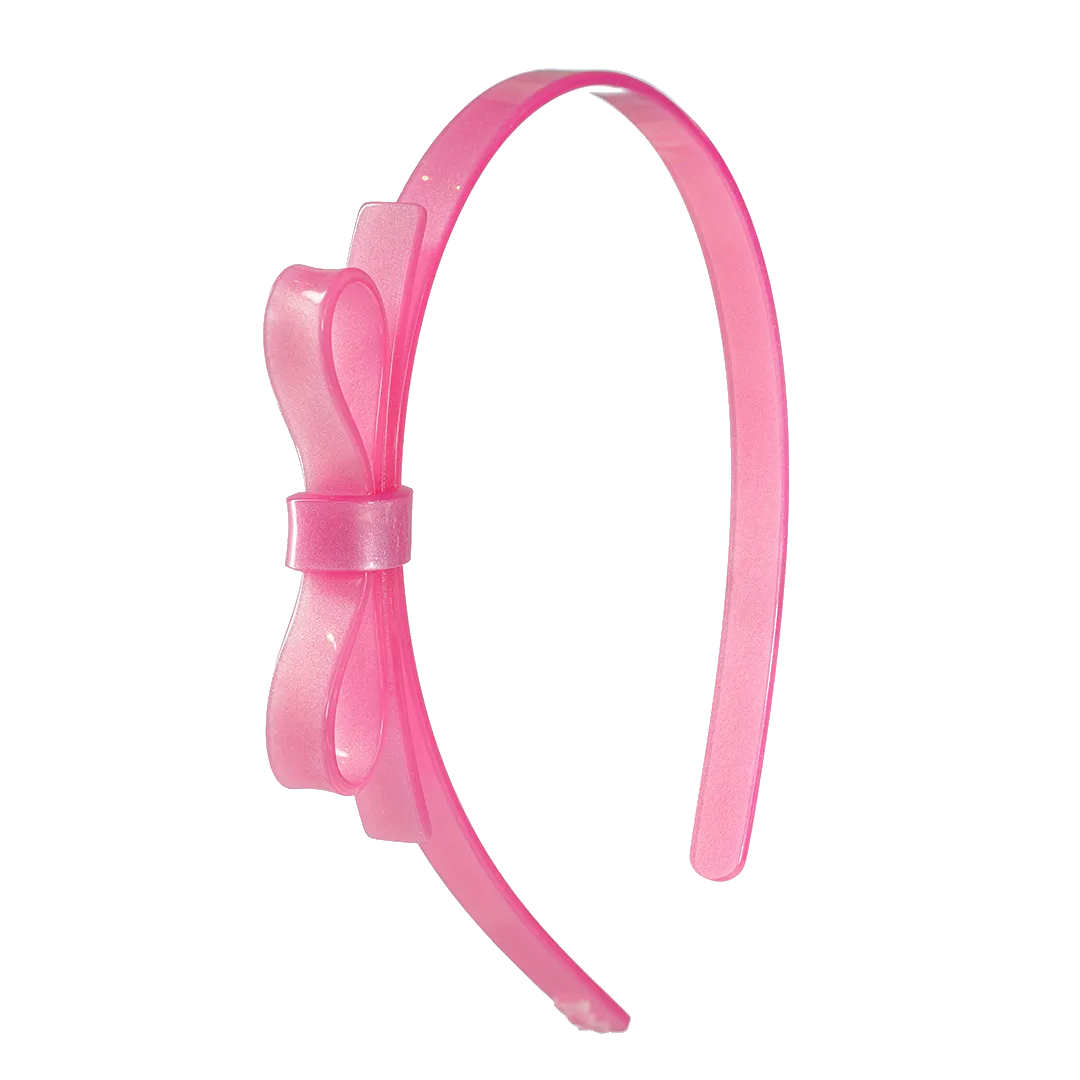 Bow Headband - Pink Satin