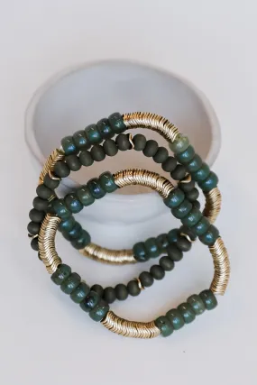 Brielle Green Beaded Bracelet Set