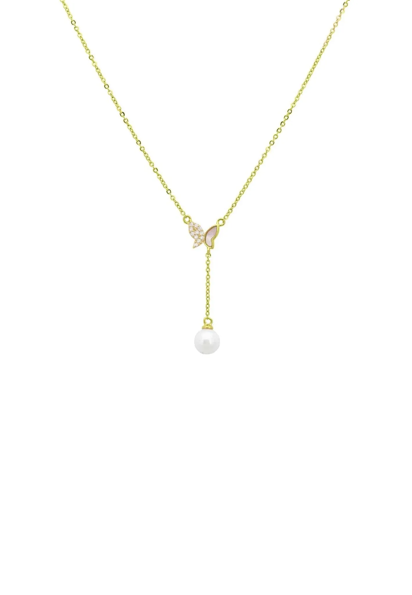 Butterfly Pearl Choker Necklace Gold