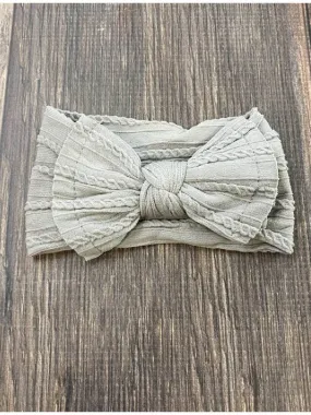 Cable Knit Bow Headband: Silver