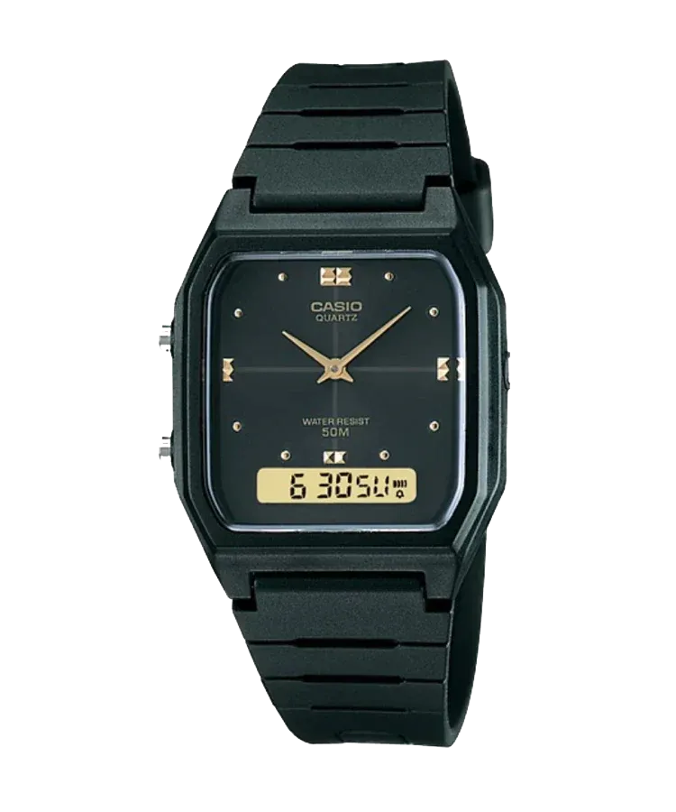 Casio - Duo Gents Black and Gold Watch