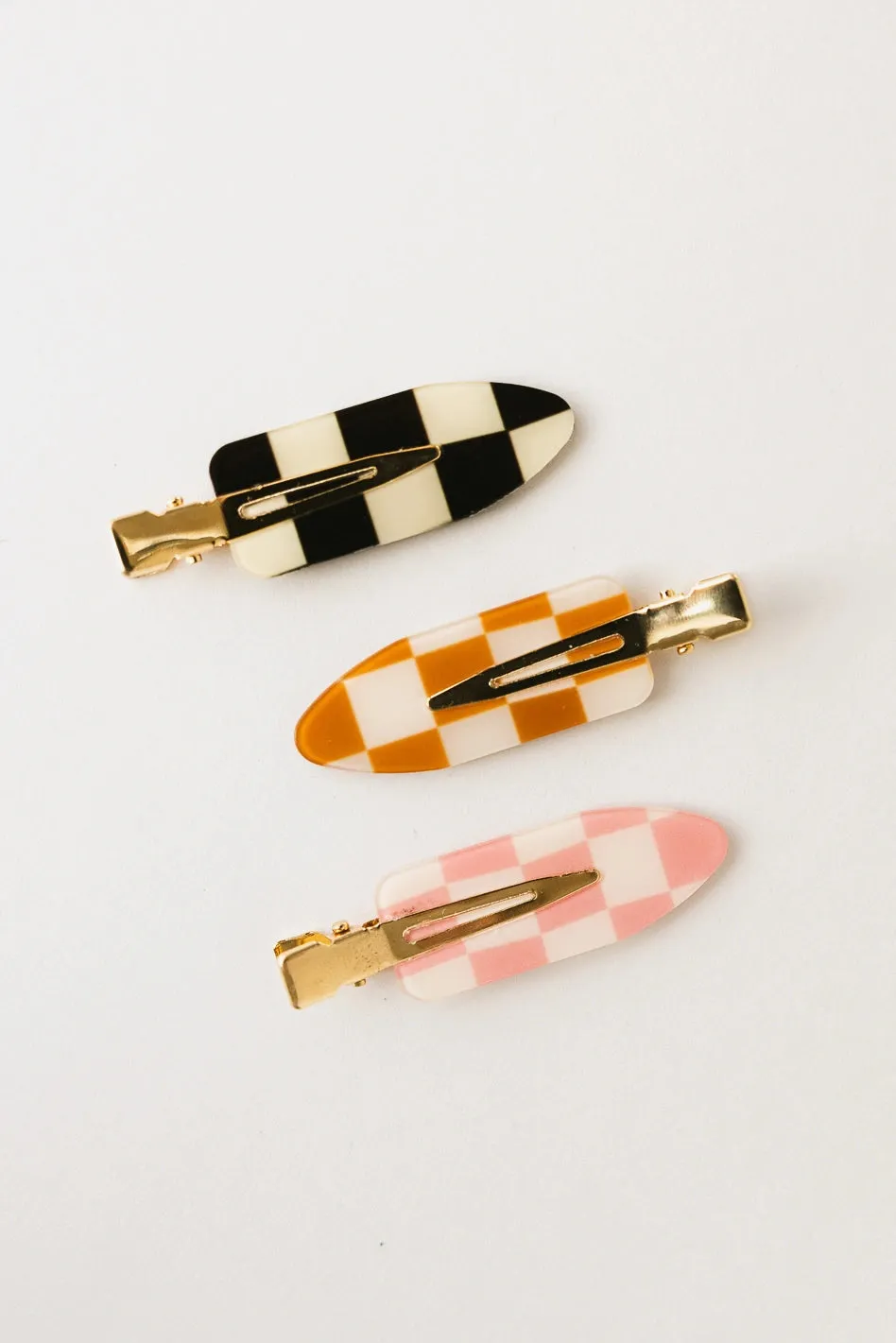 Checkered Creaseless Hair Clips in Black - FINAL SALE