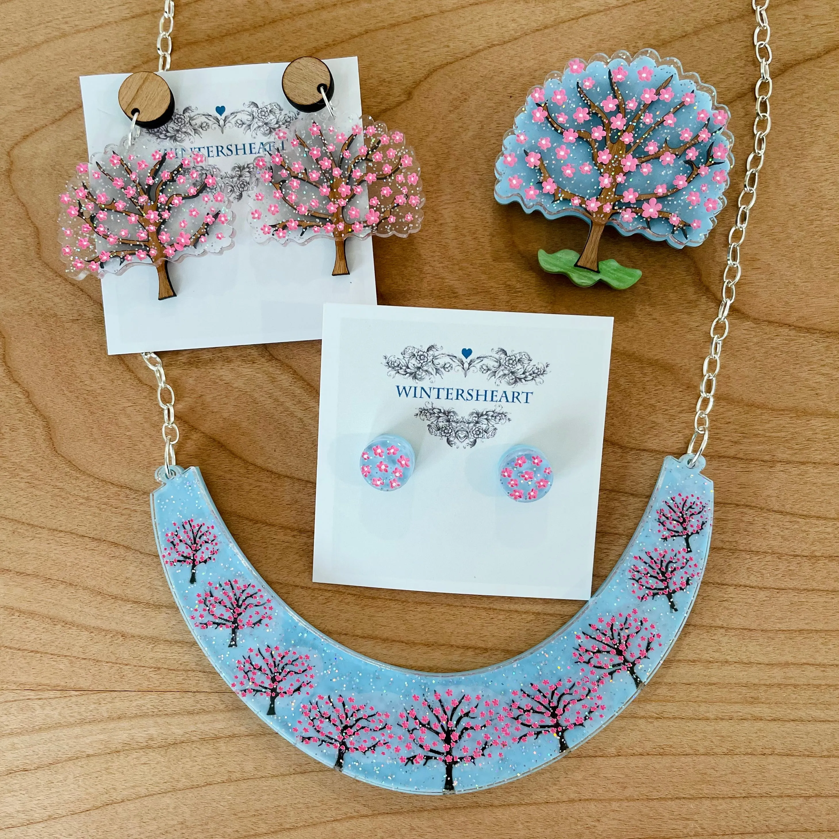 Cherry Blossom tree - necklace - Set of 2