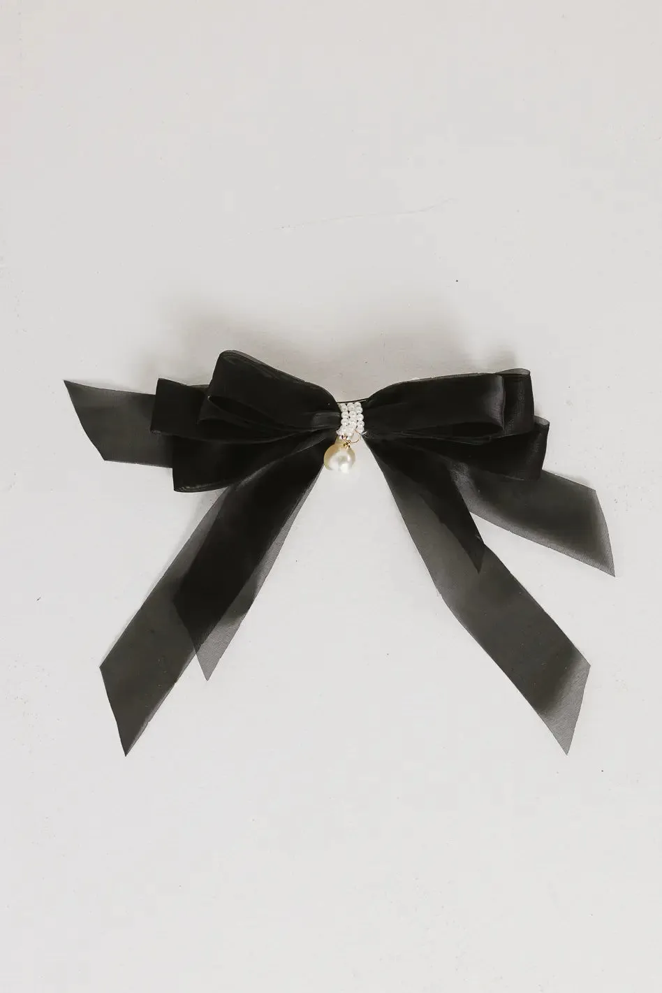 Chiffon Bow Hair Clip in Black