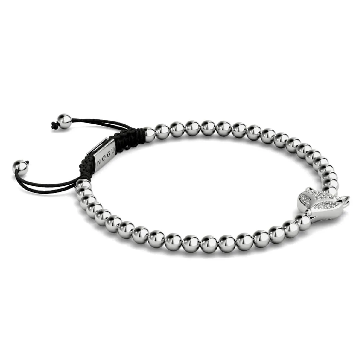 Crystal Fox | Silver | Black | Macrame Charmballa Bracelet