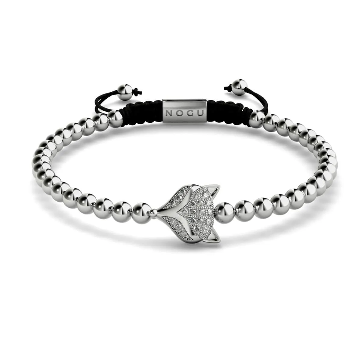 Crystal Fox | Silver | Black | Macrame Charmballa Bracelet