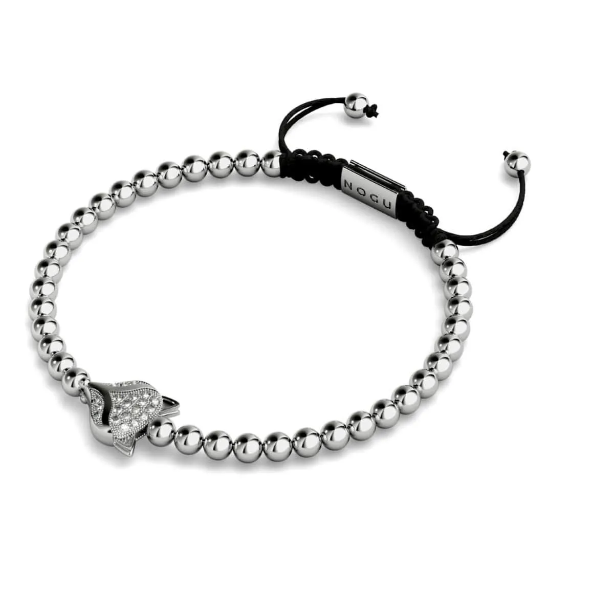 Crystal Fox | Silver | Black | Macrame Charmballa Bracelet