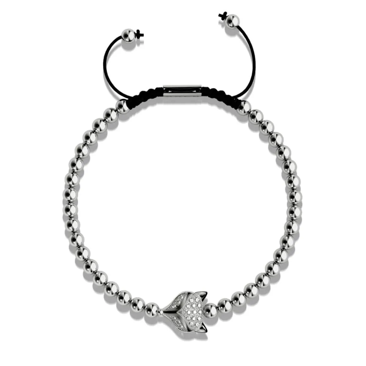 Crystal Fox | Silver | Black | Macrame Charmballa Bracelet