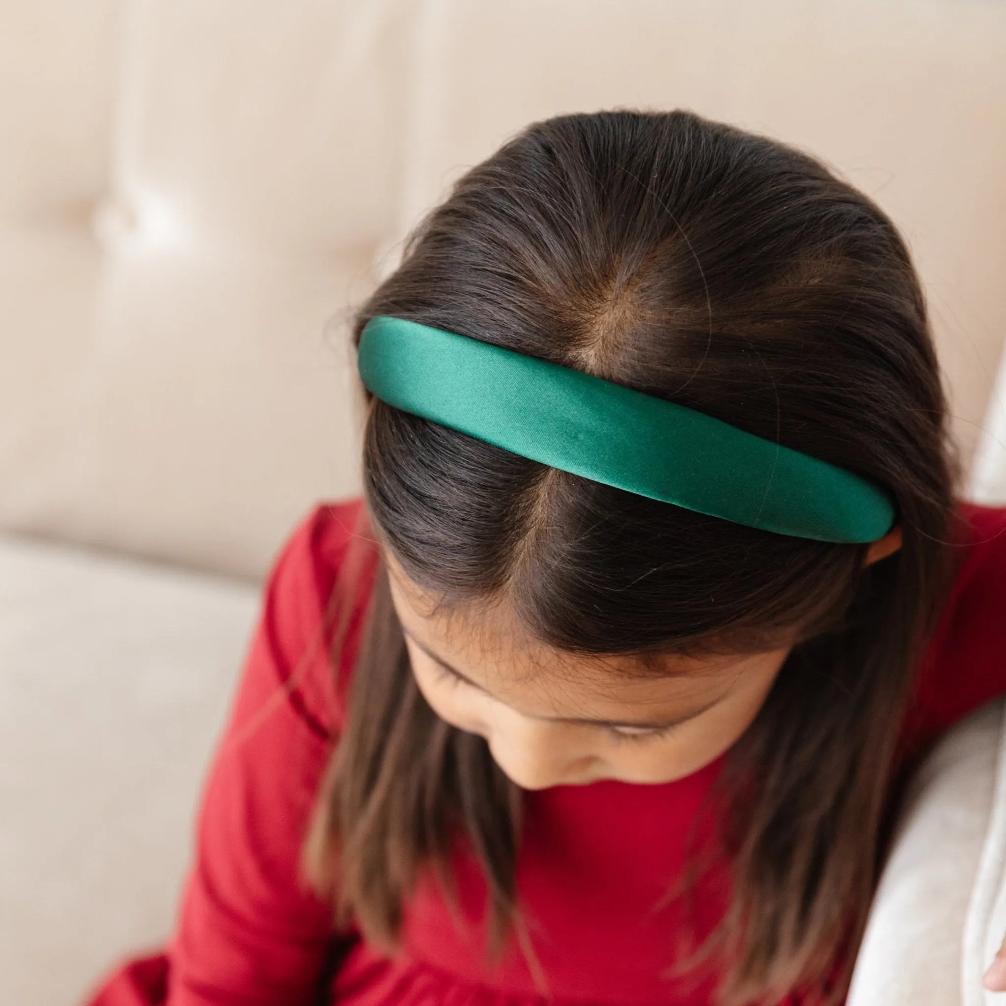 Cushioned Headband - Forest Green Satin