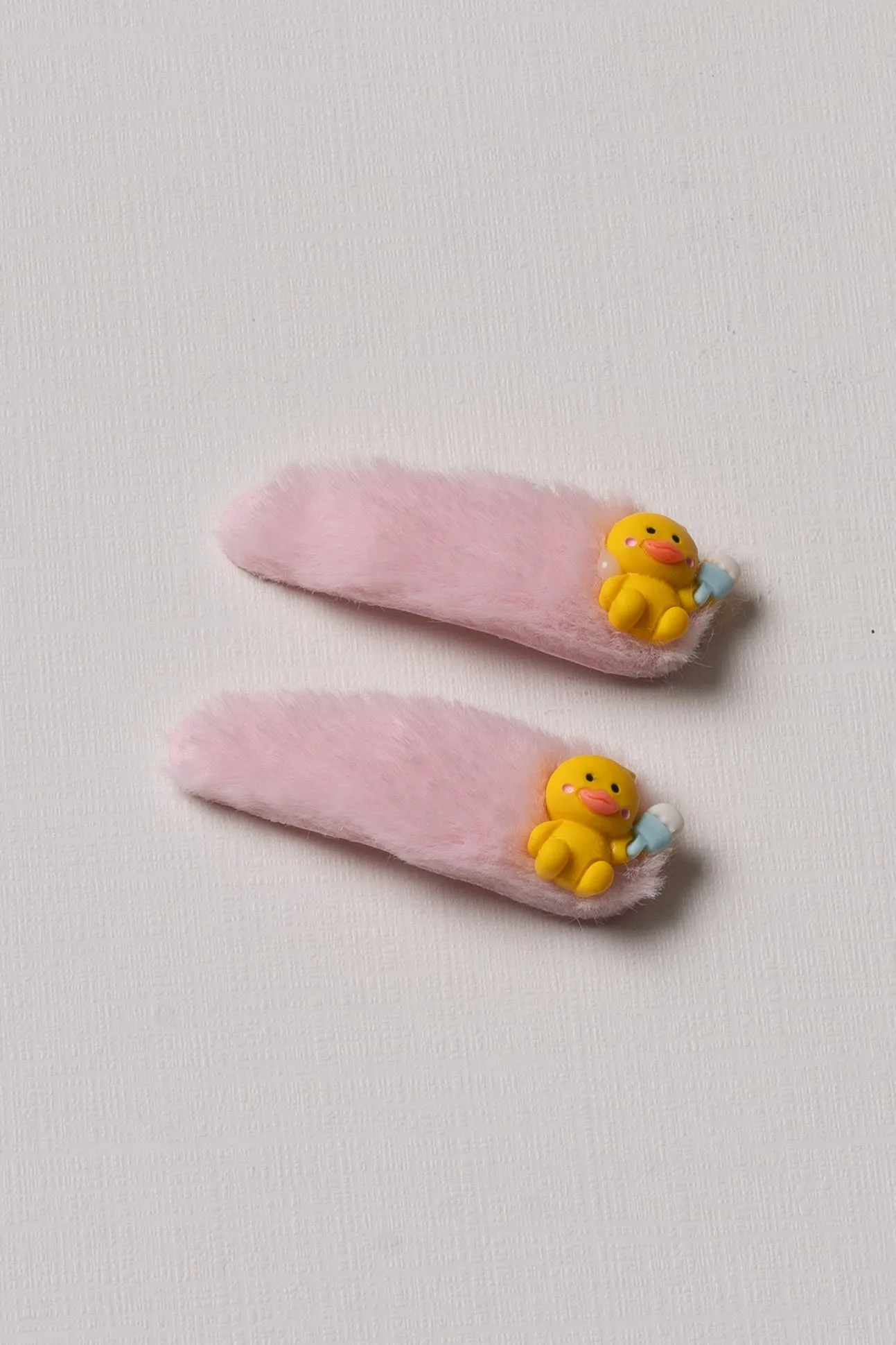 Cute Pink Furry Character Tic Tac Hair Clips for Girls