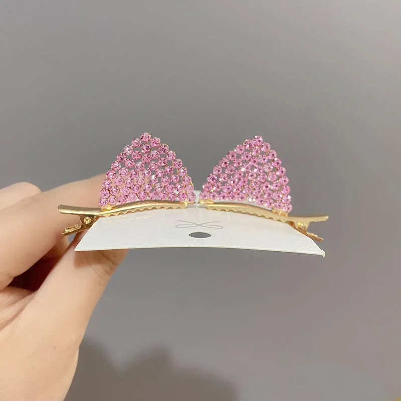 Diamond Studded Cat Ear Pair of Hair Clips