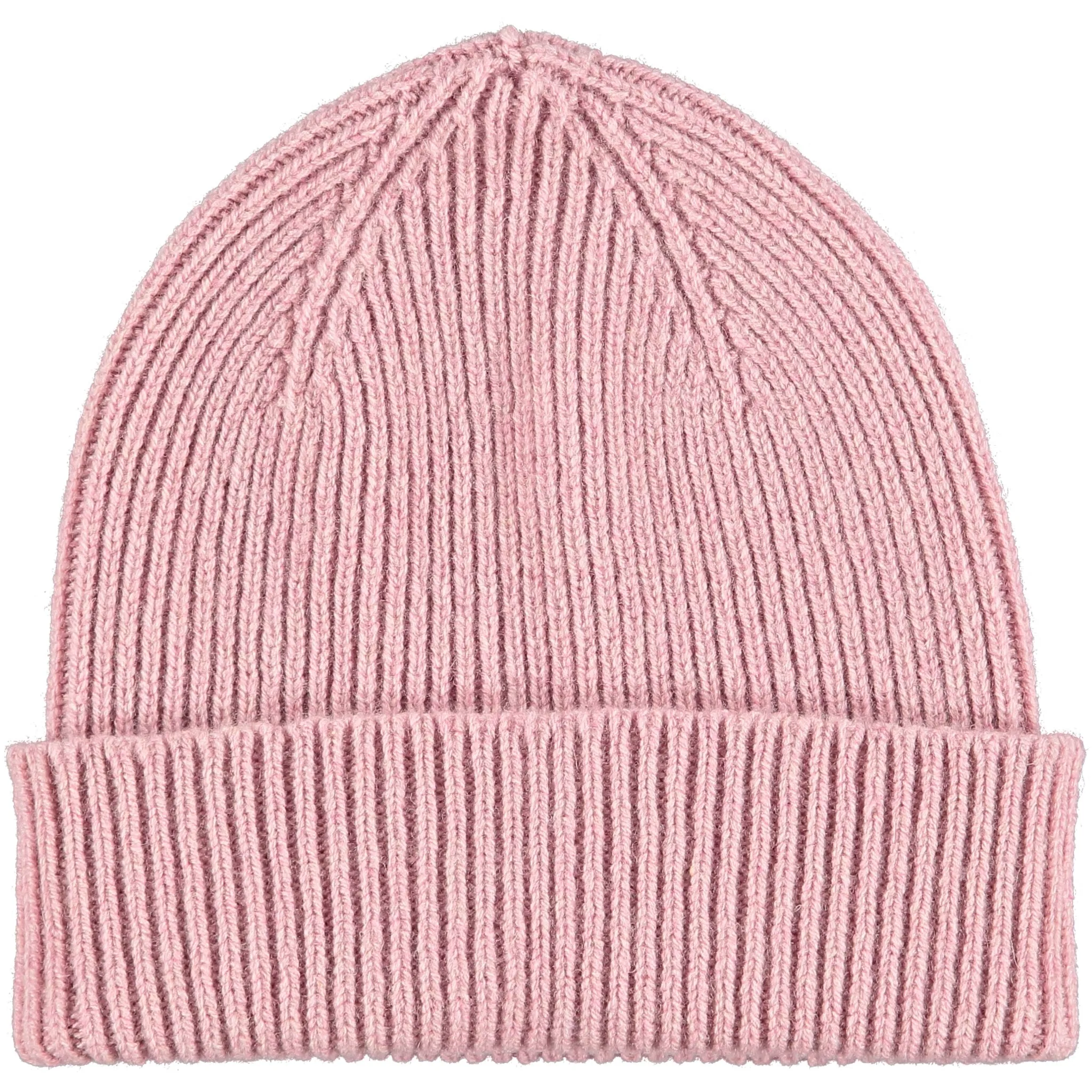 Dusky Pink Ribbed Lambswool Unisex Beanie