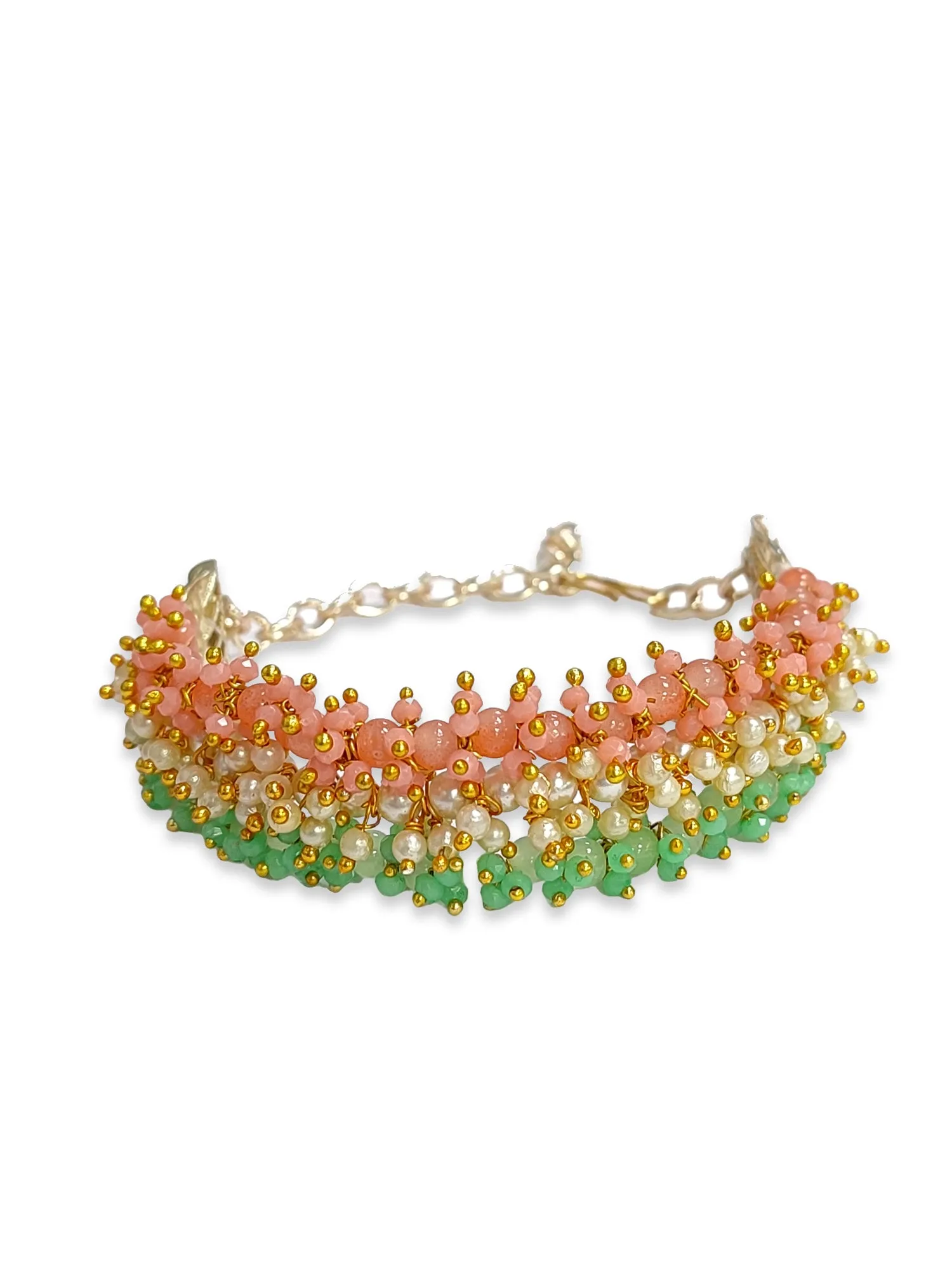 Elegant Tiranga Beaded Bracelet Pearl and Crystal Wraparound Accessory