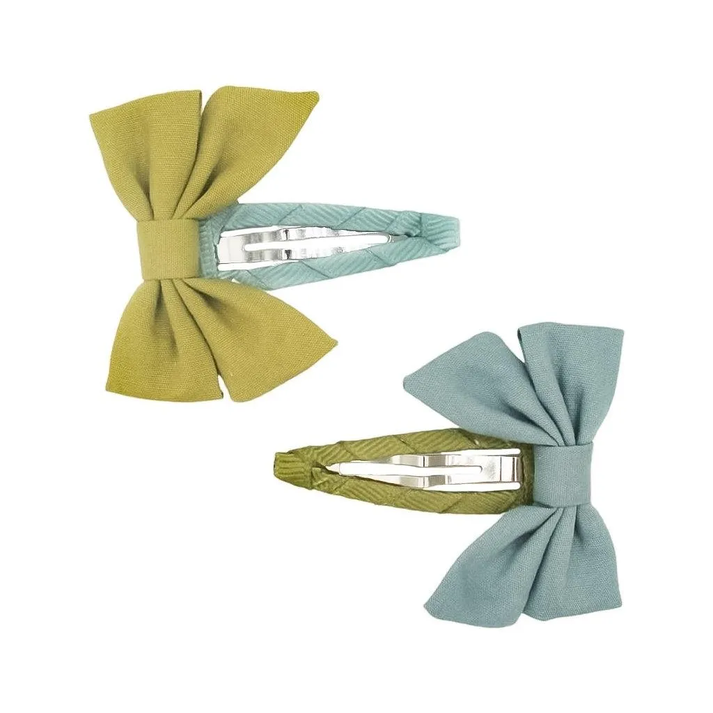 Fable Bow Clips set of 2 - Chartreuse, Sky Blue