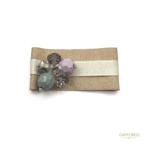 Fabric Brooch with Rhinestones and Beads - Art. H196