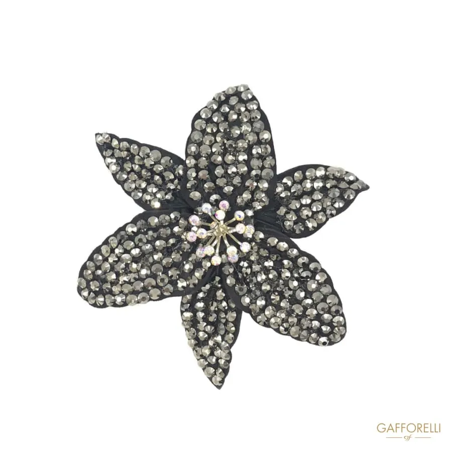 Fabric Flower Brooch Whit Rhinestone, 10 Cm - Art. 1091