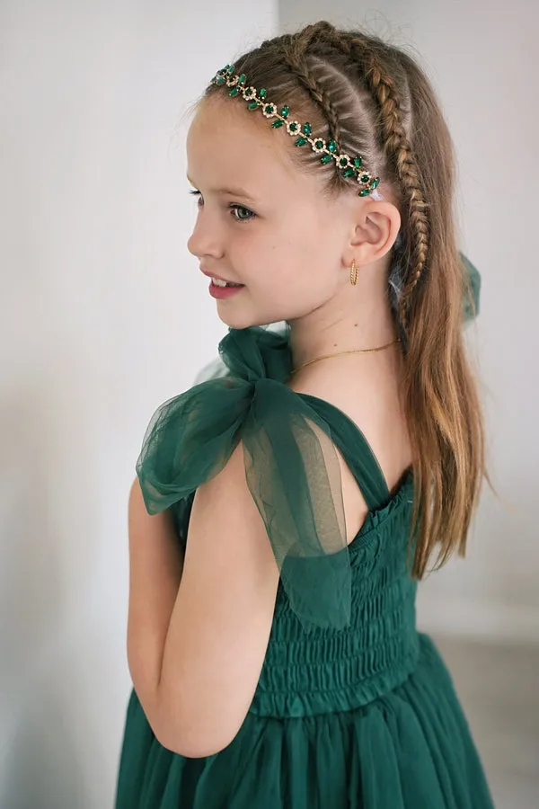 Fleur Crystal Rhinestone Headpiece- Green