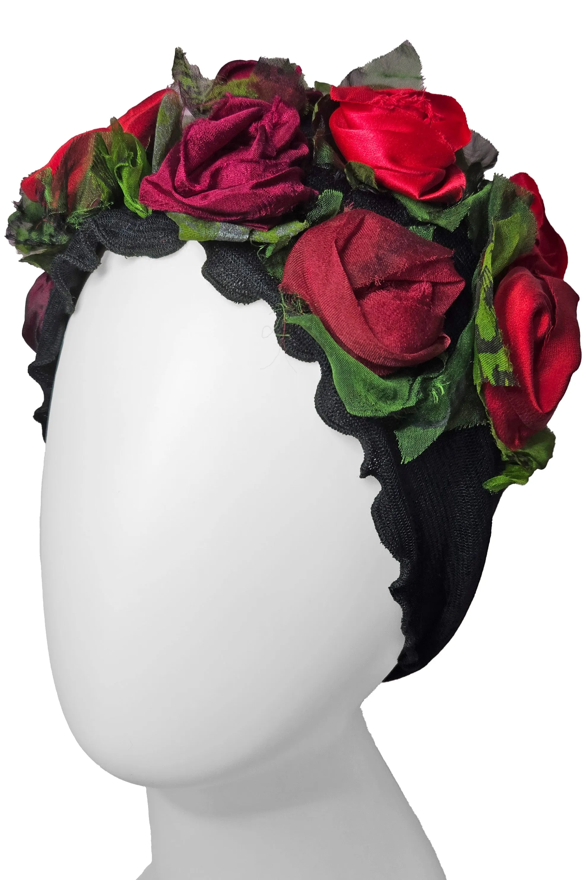 Flower Collar Headband - Black & Red