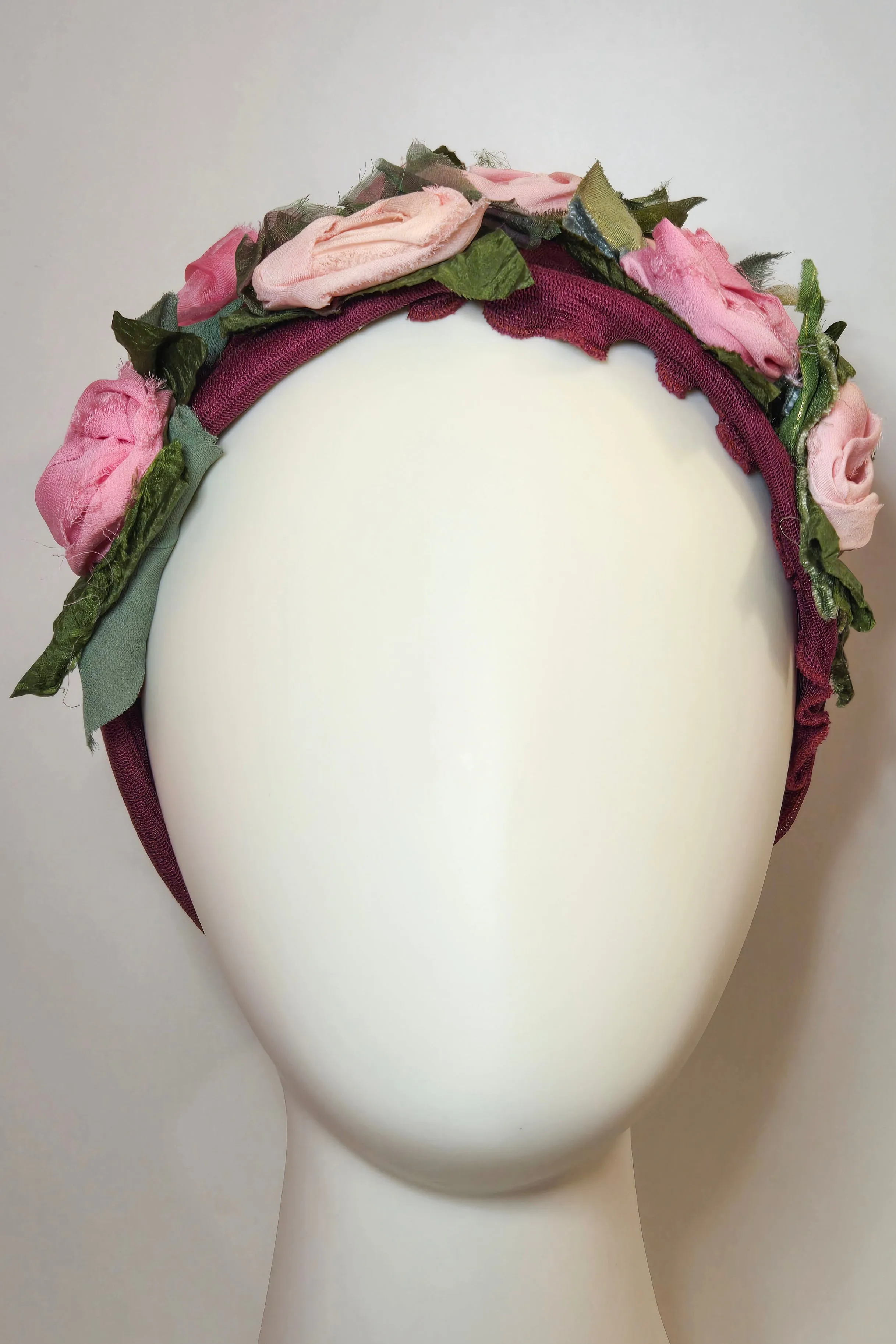 Flower Collar Headband - Burgundy & Pink