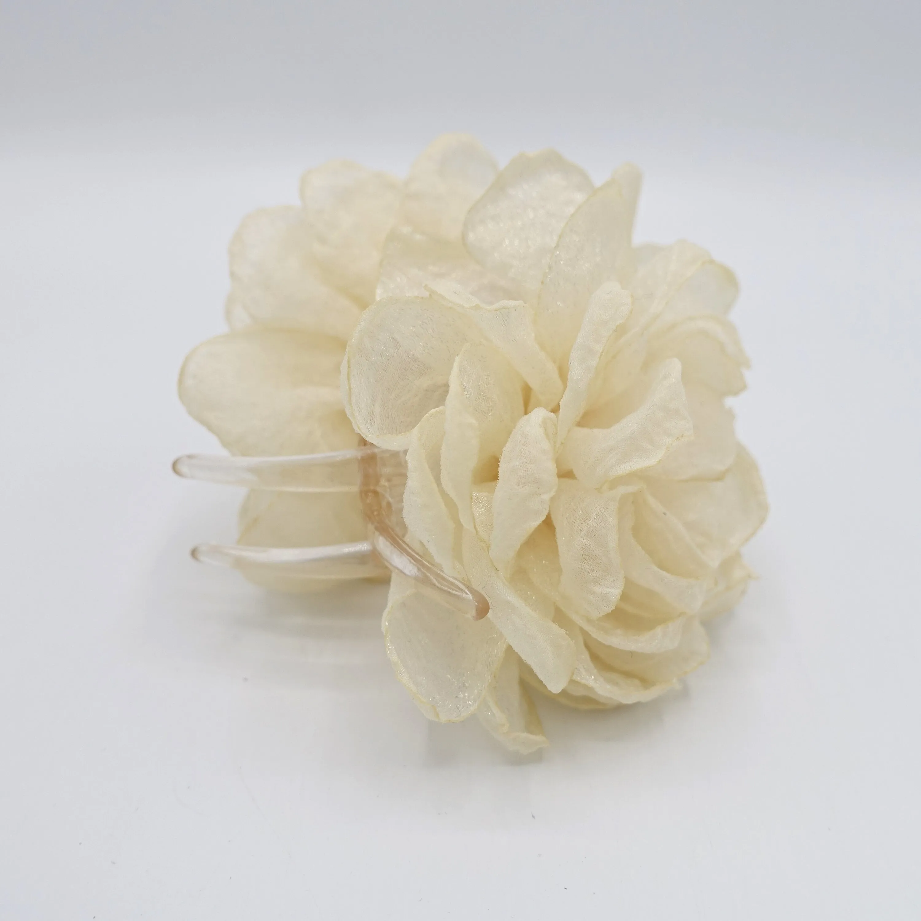 flower hair claw, organza petal clip, flower 3 Prong Claw Clip Women Hair Accessory