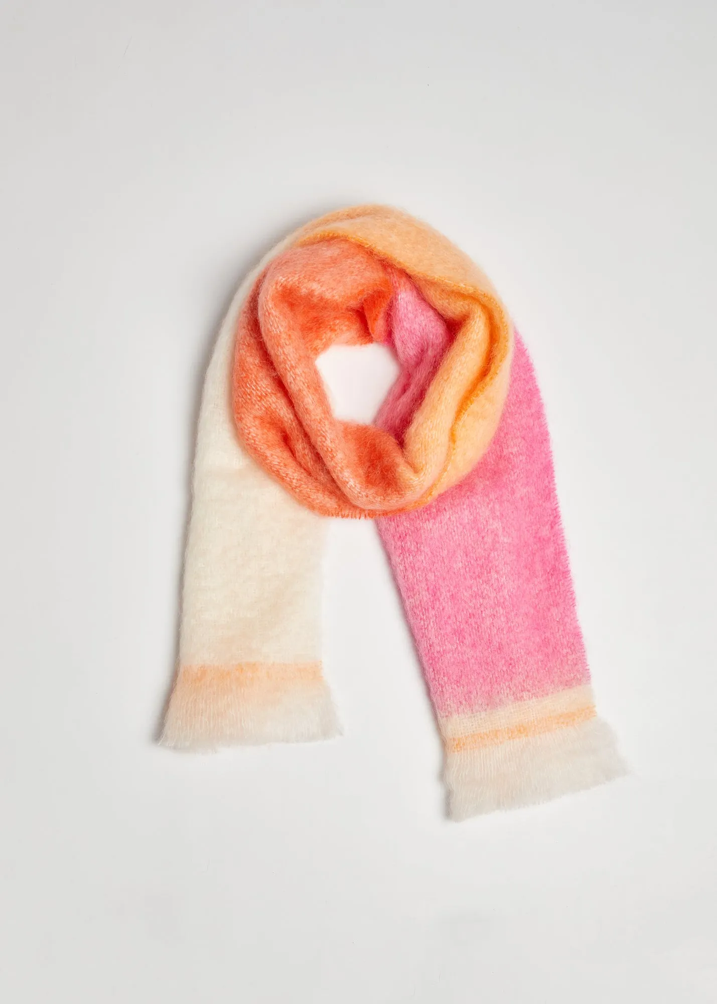 Foxford Pink And Orange Stripe Giant Mohair Scarf