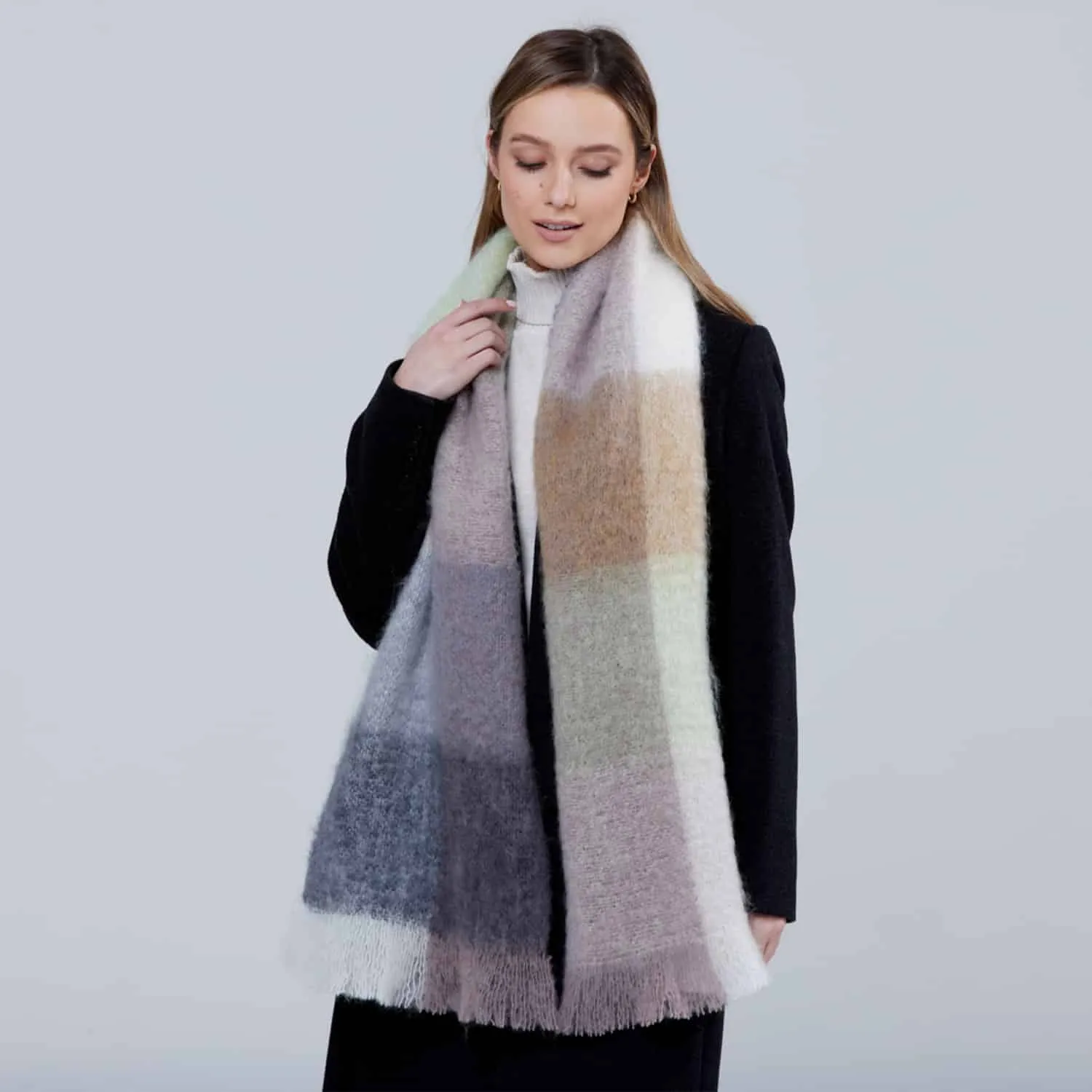 Foxford White And Mink Mohair Scarf