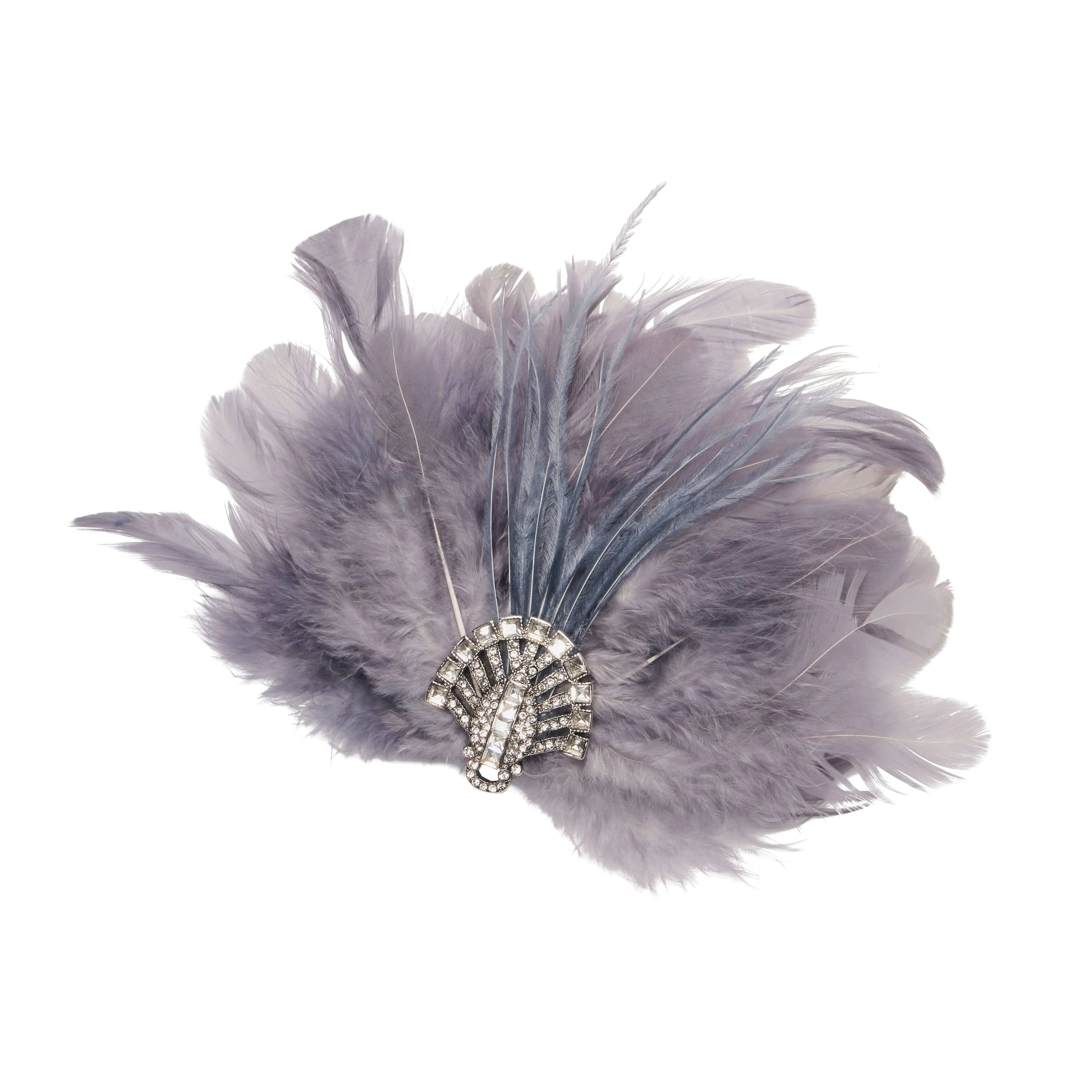 Gatsby Feathered Hair Clip Grey