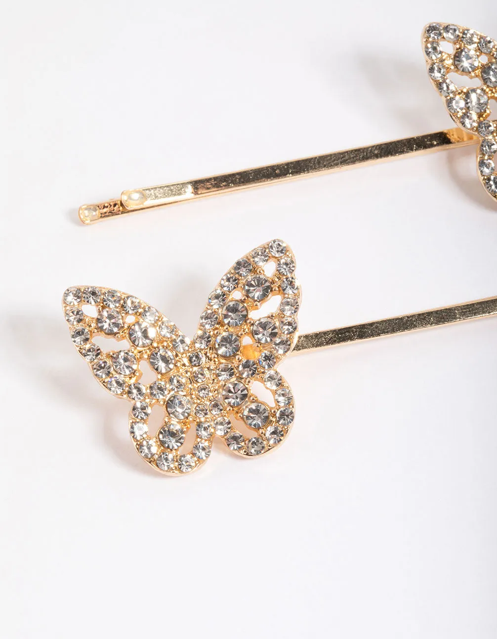 Gold Diamante Butterfly Clip Pack