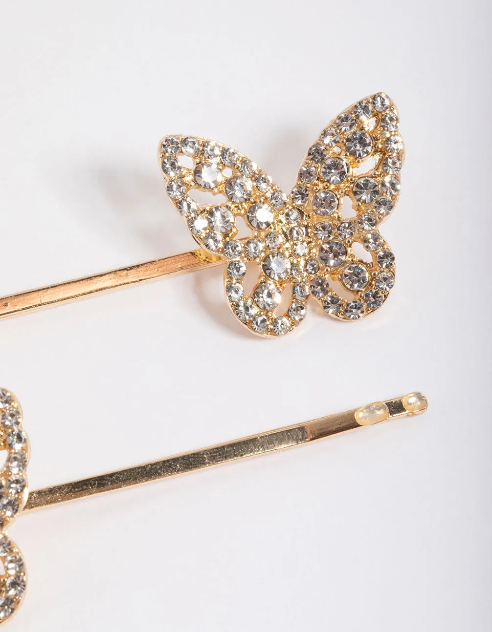 Gold Diamante Butterfly Clip Pack