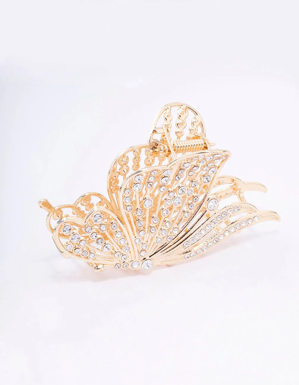 Gold Diamante Large Butterfly Hair Claw Clip