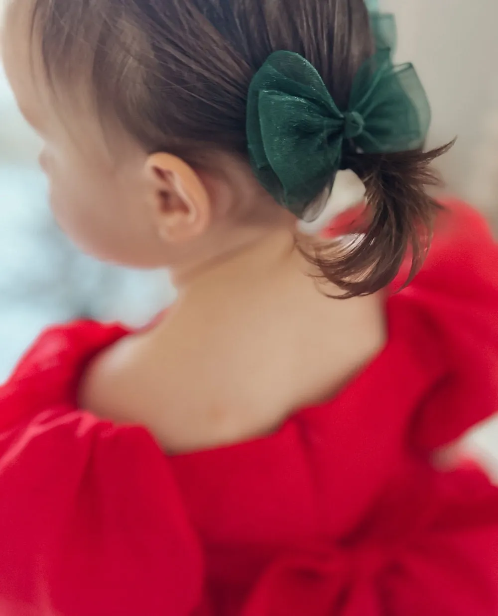 Green Christmas Pigtail Bows