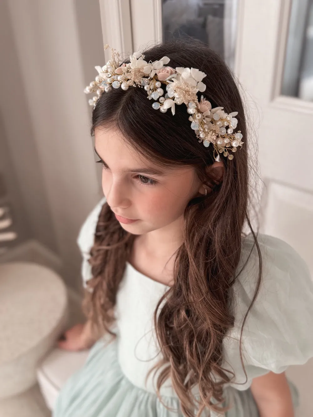 Hadley Girls Pearl Flower Headband