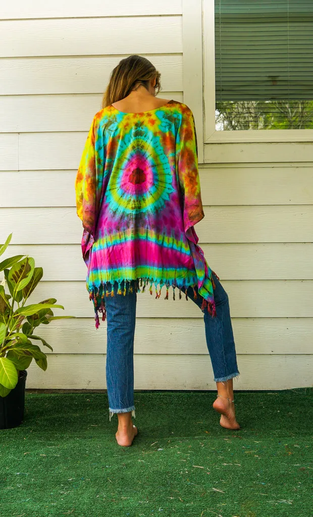 Hand Dyed Tunic Boho Kaftan Blouse Hippie Oversize Tops