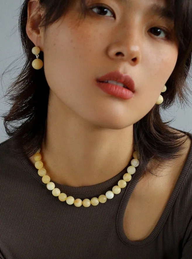 Harmonious Gemstone Necklace Yellow Jade 10mm