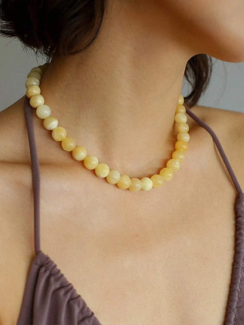 Harmonious Gemstone Necklace Yellow Jade 10mm