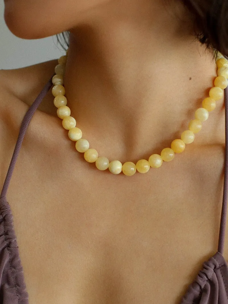 Harmonious Gemstone Necklace Yellow Jade 10mm