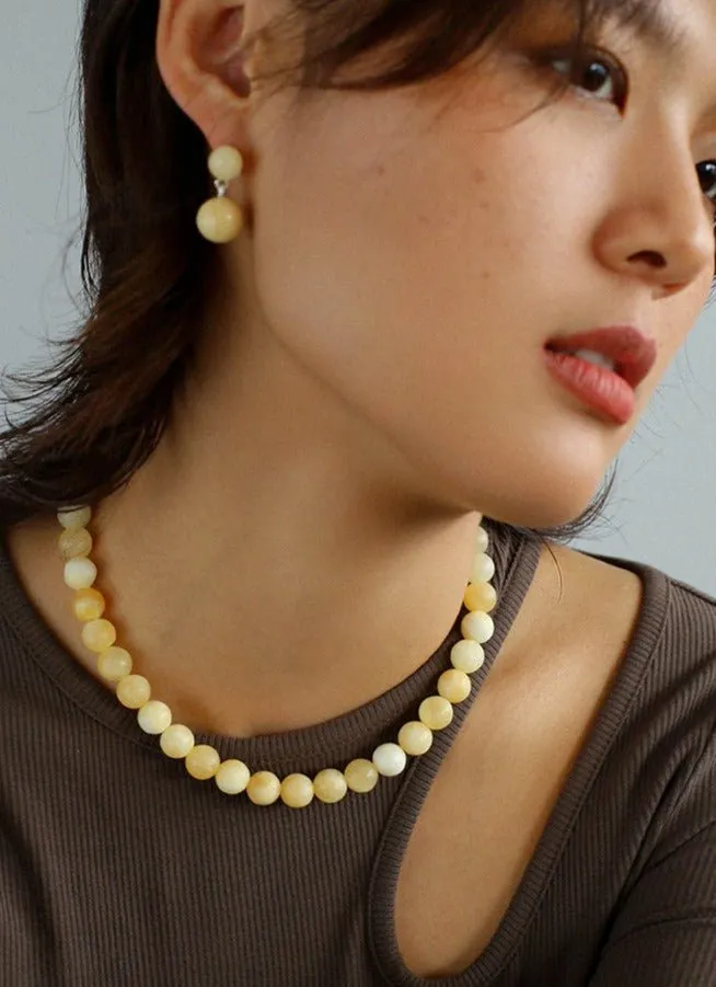 Harmonious Gemstone Necklace Yellow Jade 10mm