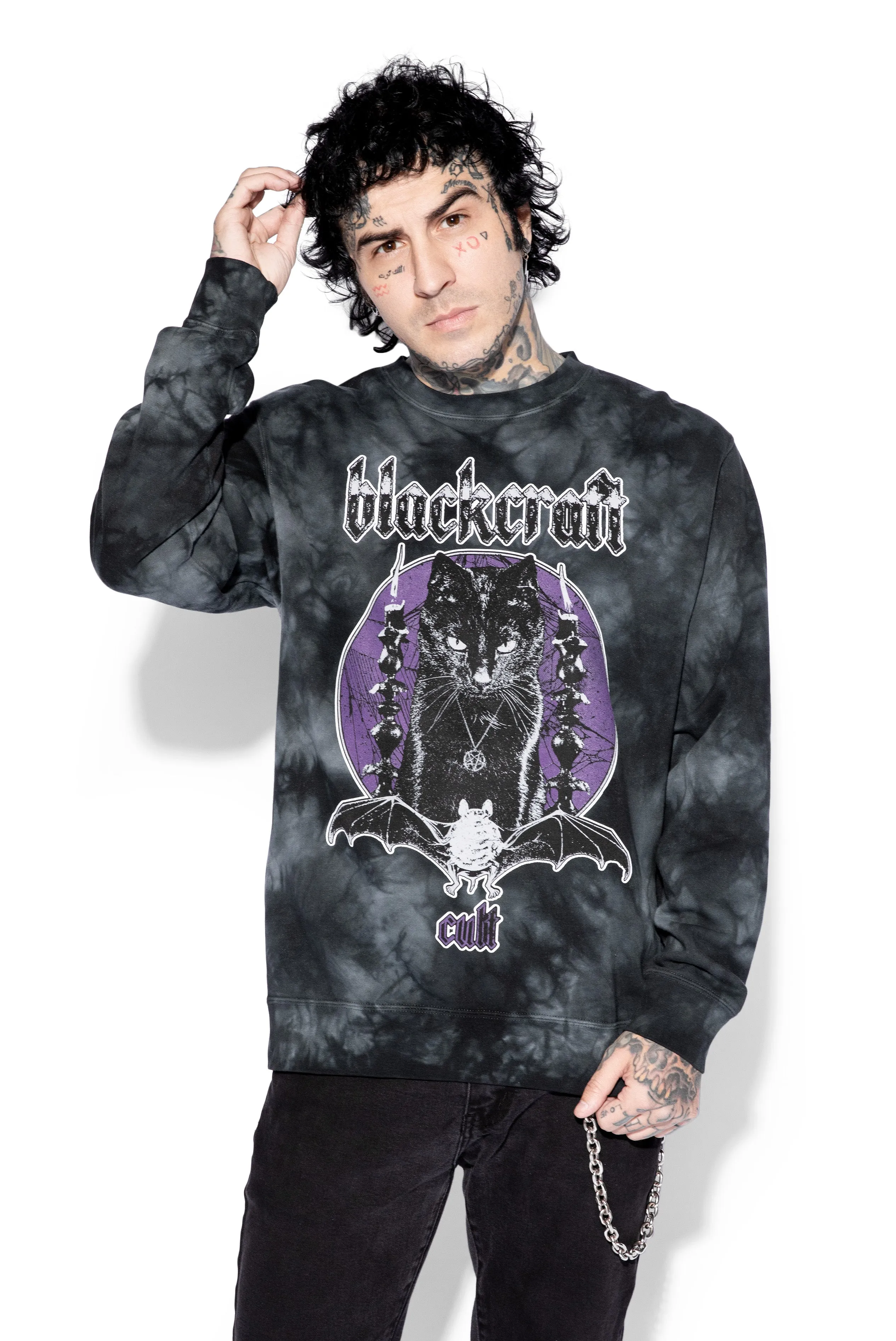 Haunted Hiss - Black Tie Dye Crewneck