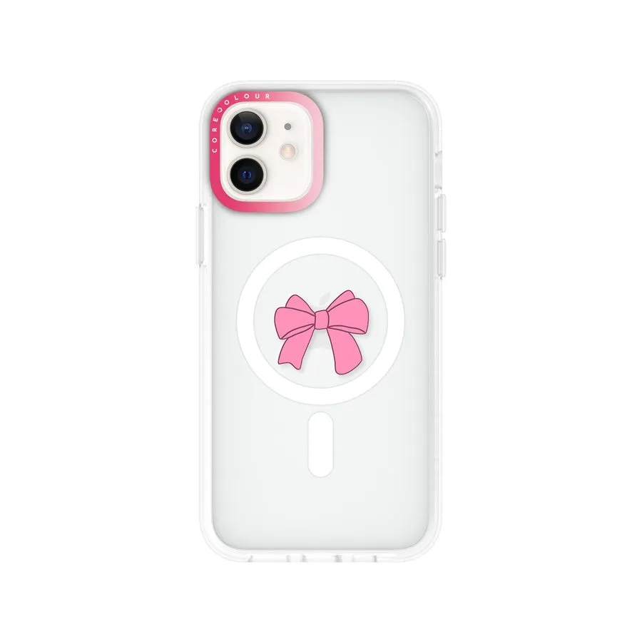 iPhone 12 Pink Ribbon Bow Phone Case MagSafe Compatible