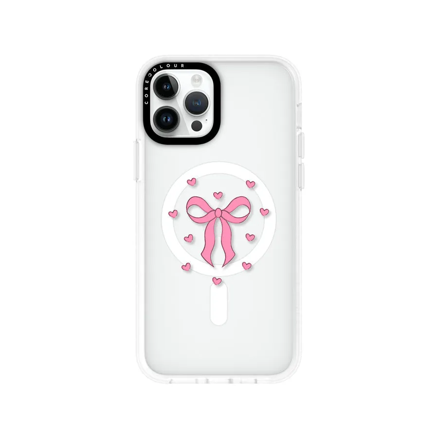 iPhone 12 Pro Pink Ribbon Heart Phone Case MagSafe Compatible