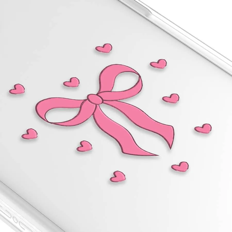 iPhone 12 Pro Pink Ribbon Heart Phone Case MagSafe Compatible