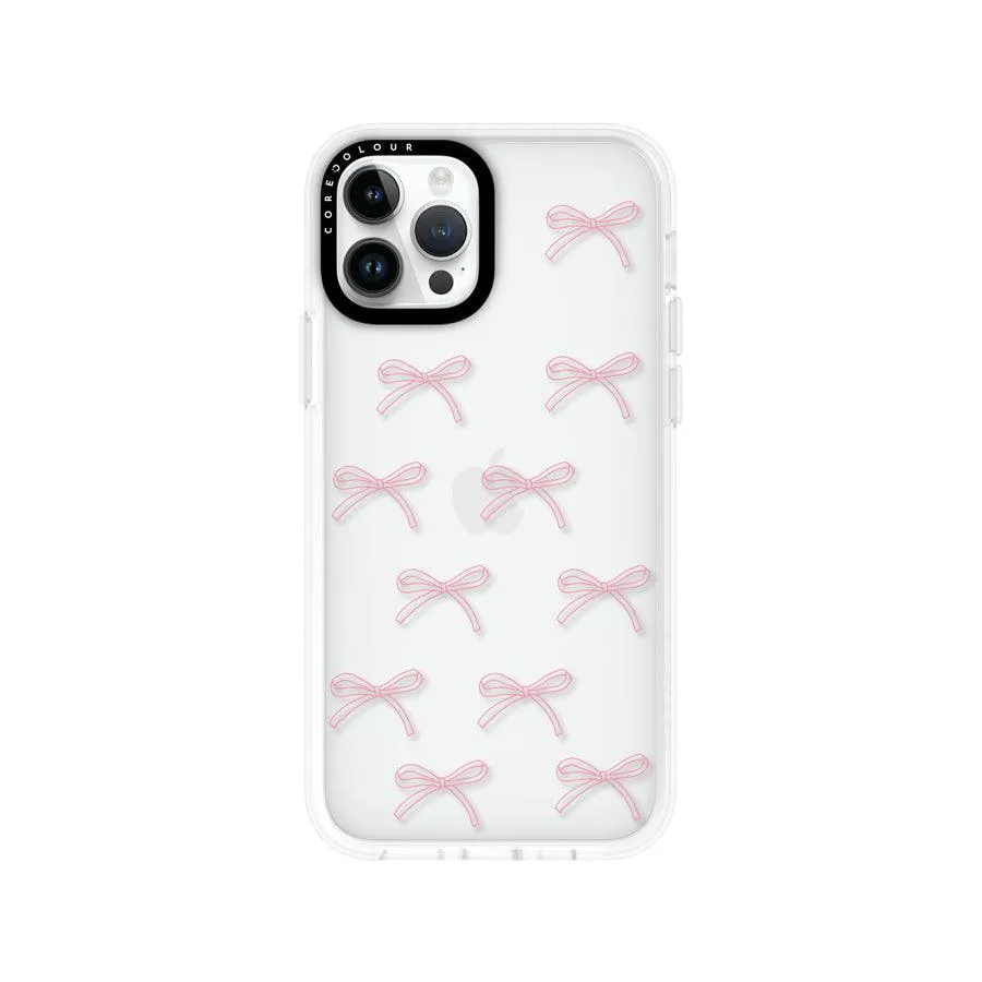 iPhone 12 Pro Pink Ribbon Minimal Line Phone Case