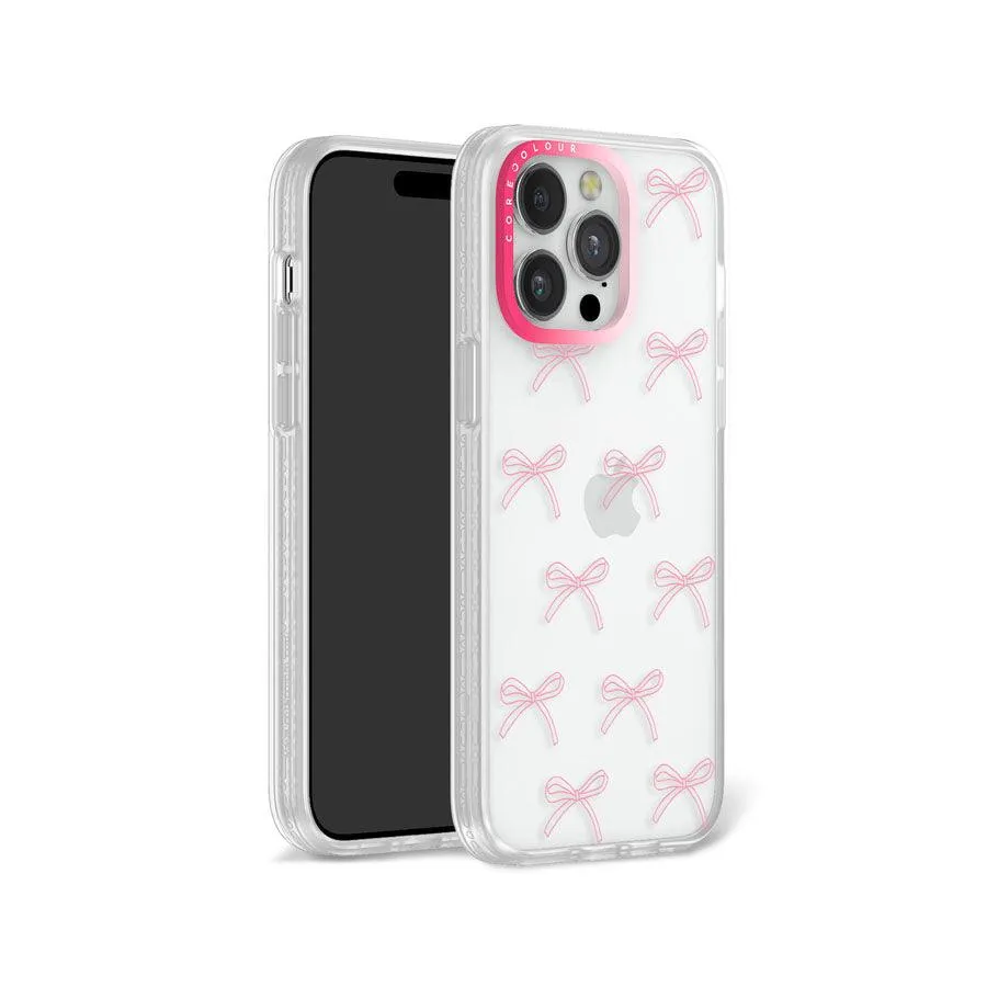 iPhone 12 Pro Pink Ribbon Minimal Line Phone Case