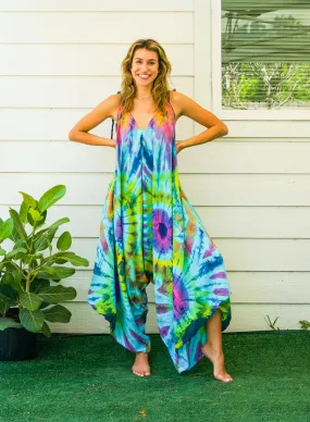 J9- Hand Dyed Wide Leg Boho Hippie Jumpsuits Rompers Pants