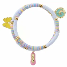 KIDS MULTI SEQUIN WRAP WITH BALLET SLIPPER, UNICORN, AND YELLOW BUTTERFLY CHARMS BRACELET