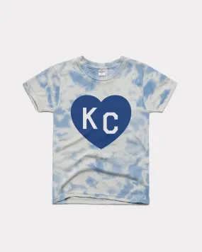 Kids Royal KC Heart Blue & White Tie Dye T-Shirt